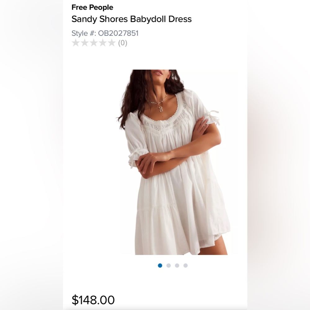 Free People White Sandy Shores Babydoll Dress